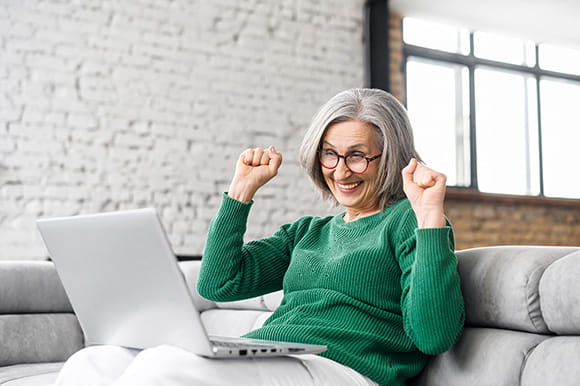 Woman working at a laptop