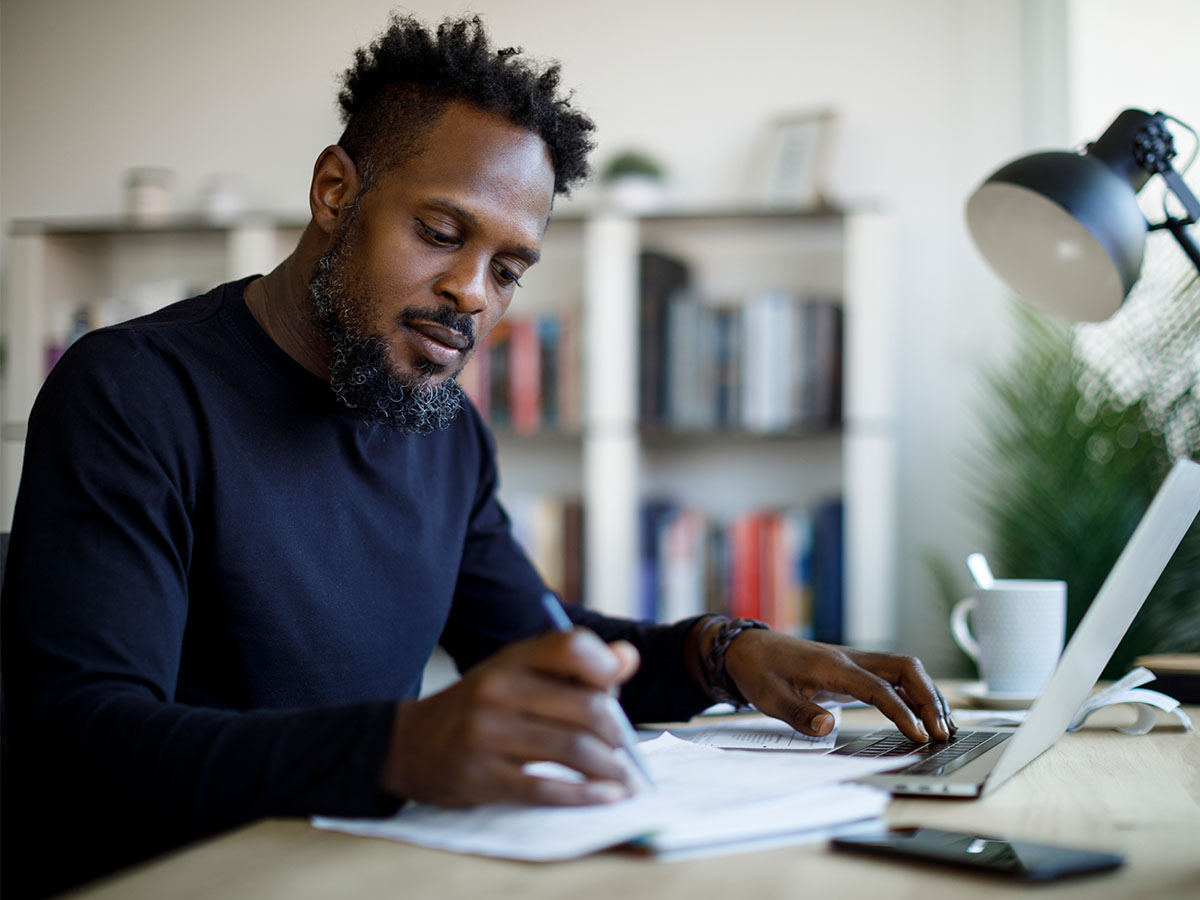 man working at a desk