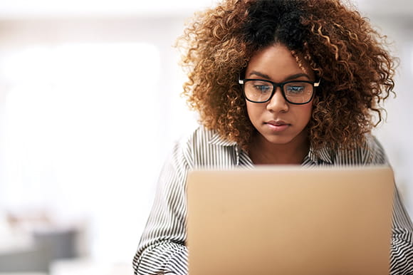 Woman working on a computer