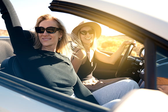 Friends riding in a car