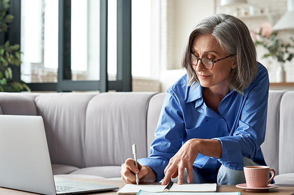 Woman working at a computer