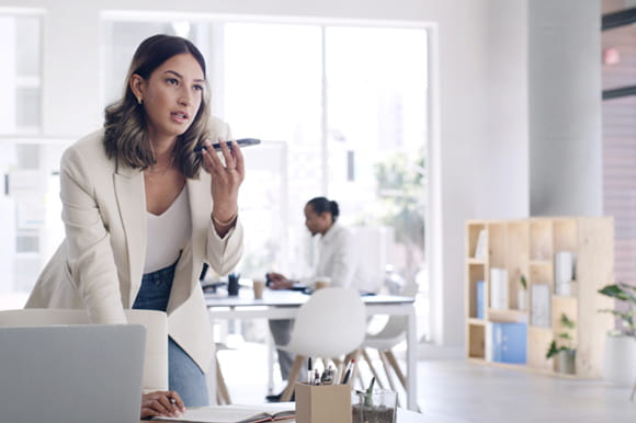 woman talking on phone, payment financial
